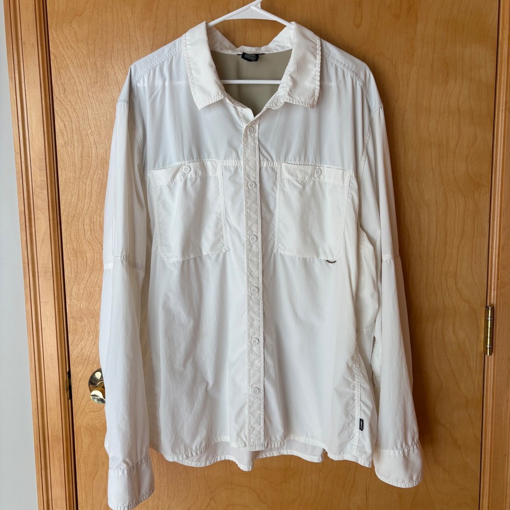 REI Co-op Sahara Button Down Shirt Mens XXL White Long Sleeve Hiking 193091